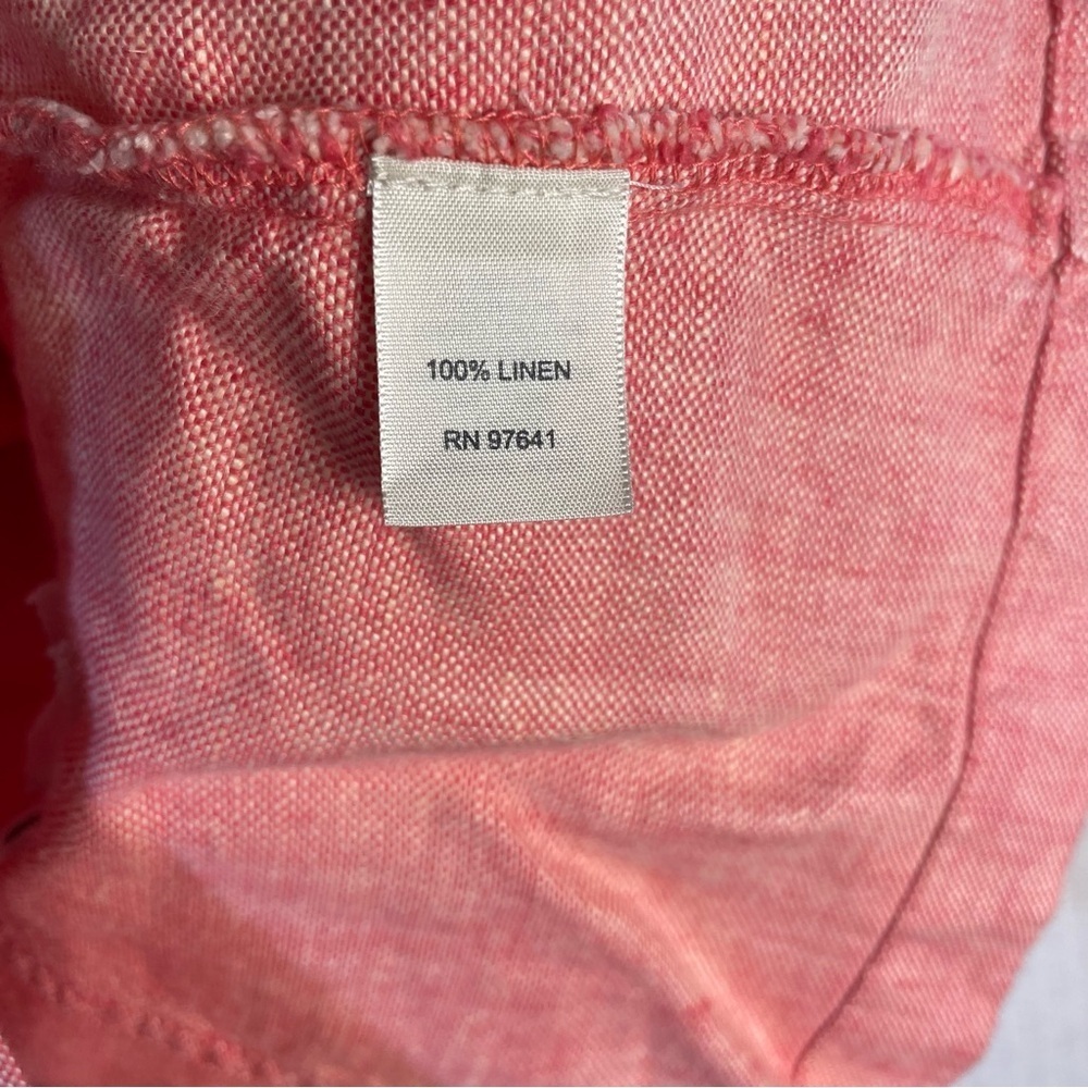 J Jill Linen Shirt Jacket Shacket S Red Button Front Long Sleeve Crop Pockets - Picture 4 of 8